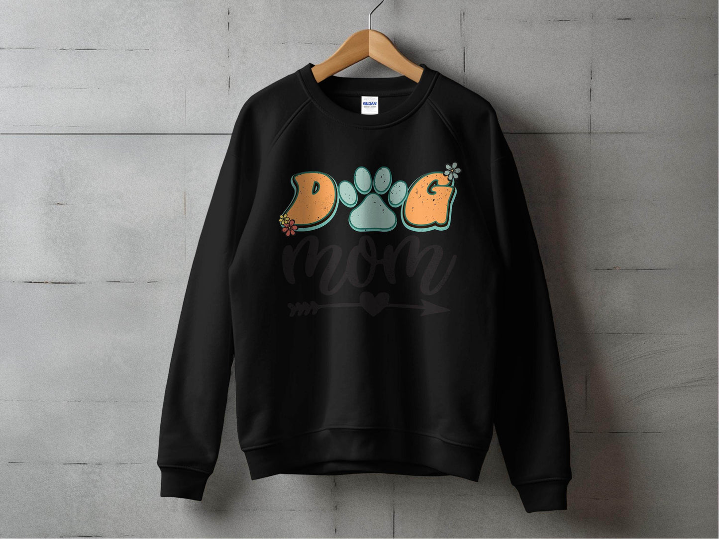 Dog Mom Retro Design Flower And Heart Arrow Graphic Sweater - Design & Vybe