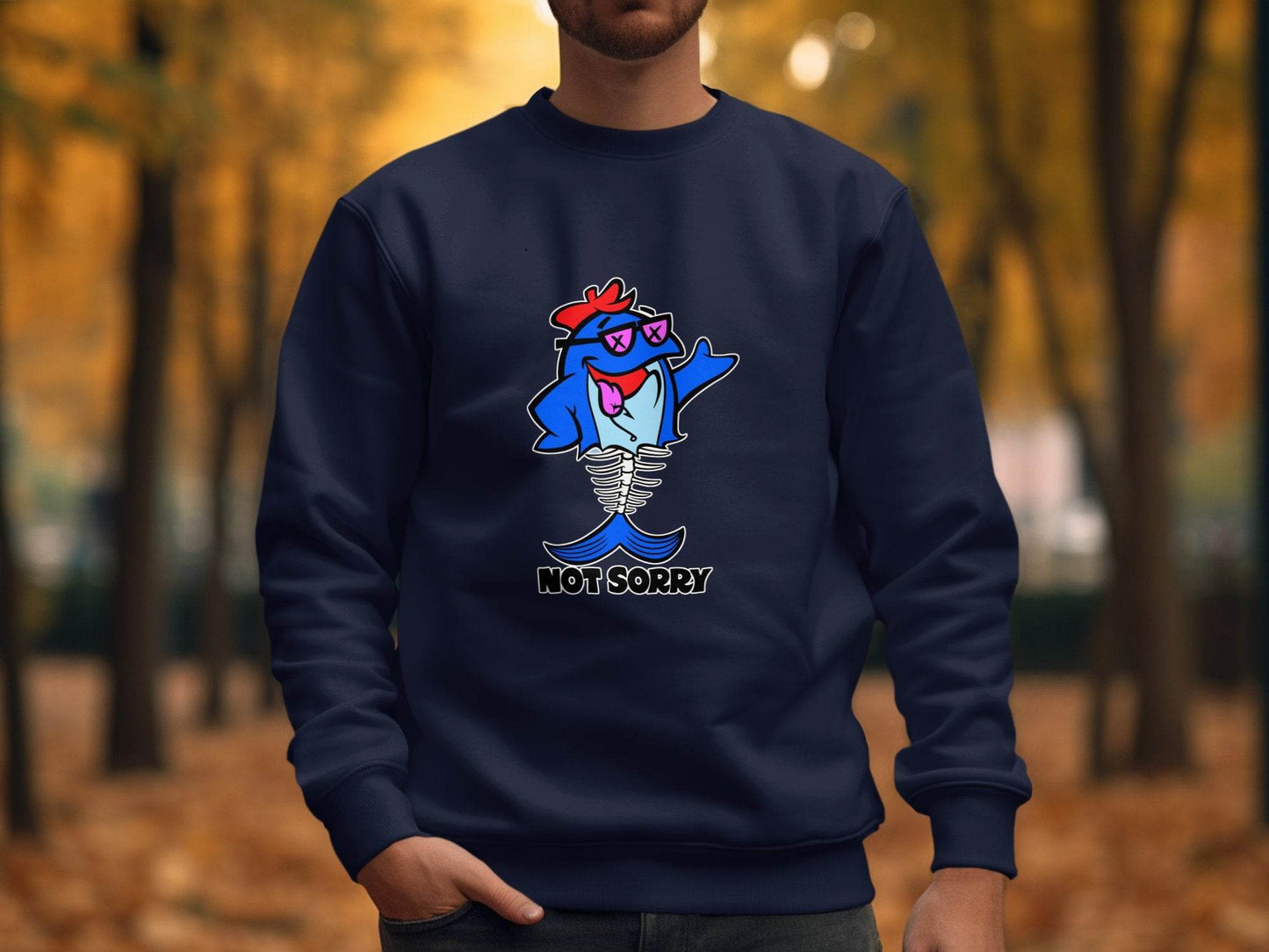 Funny Not Sorry Fish Style Skeleton With Sunglasses Sweater - Design & Vybe