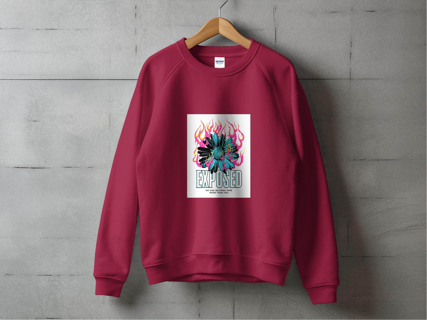 Exposed Flower With Pink Flames Graphic Sweater - Design & Vybe