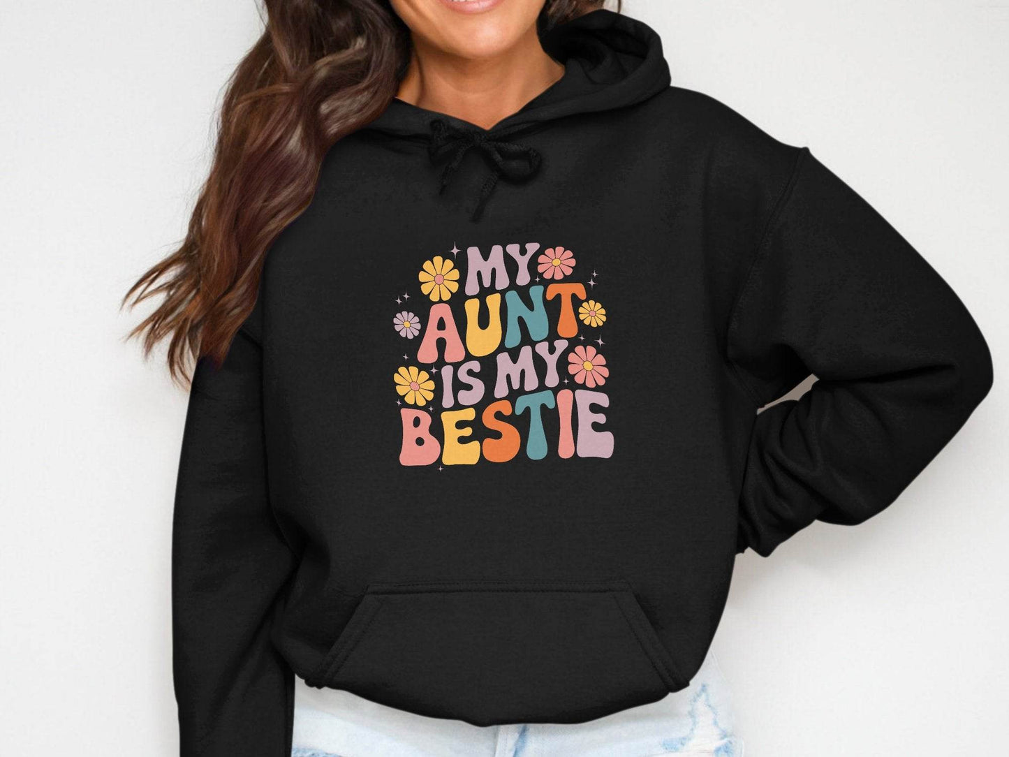 My Aunt is My Bestie Floral Design Graphic Hoodie - Design & Vybe