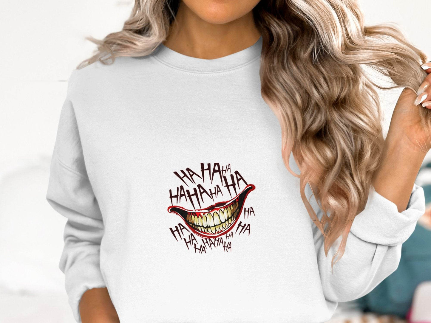 Joker's Ha Ha Mouth Funny Smile Novelty Graphic Sweater - Design & Vybe