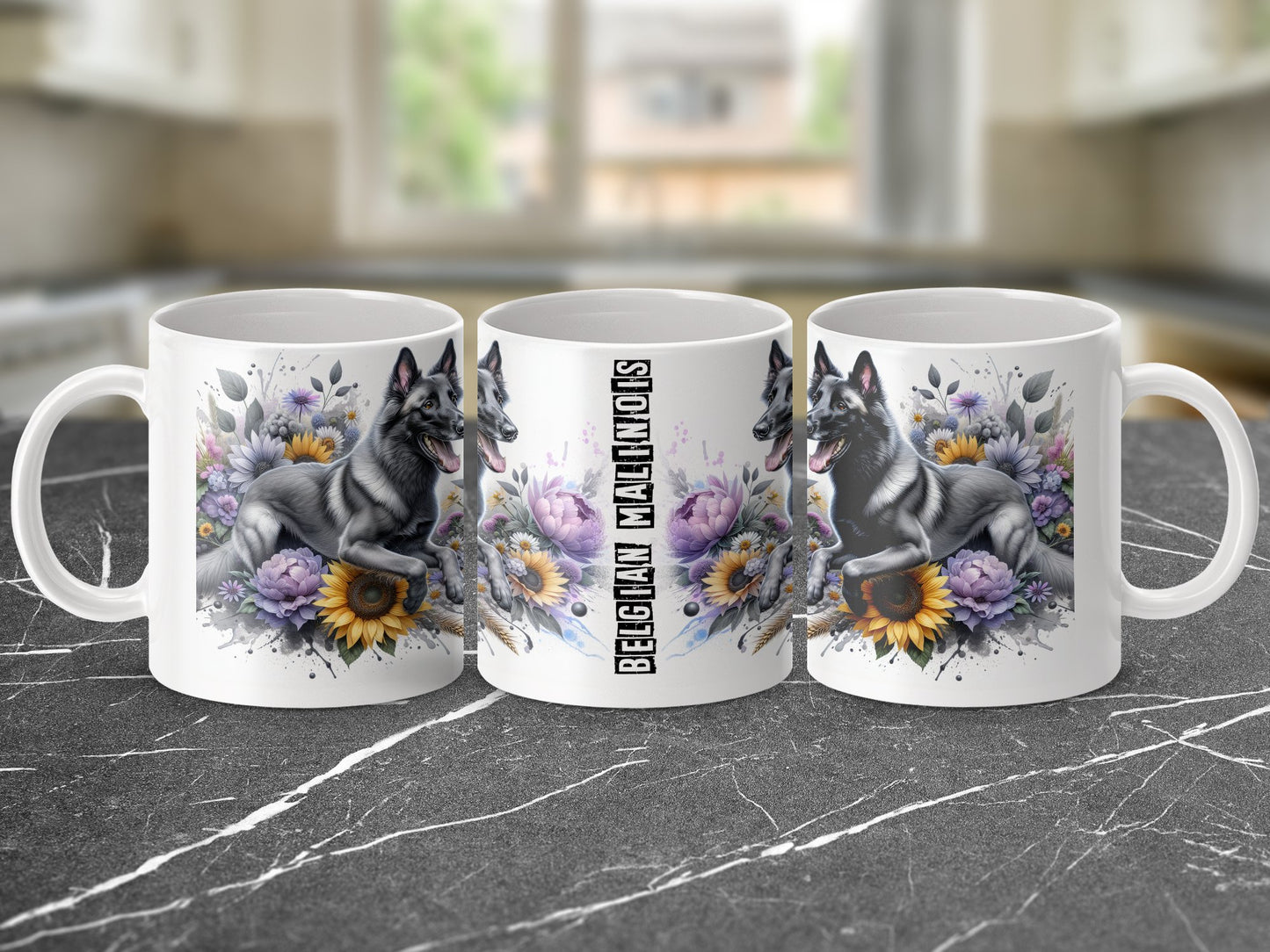 Belgian Malinois Colorful Floral Design Mug product
