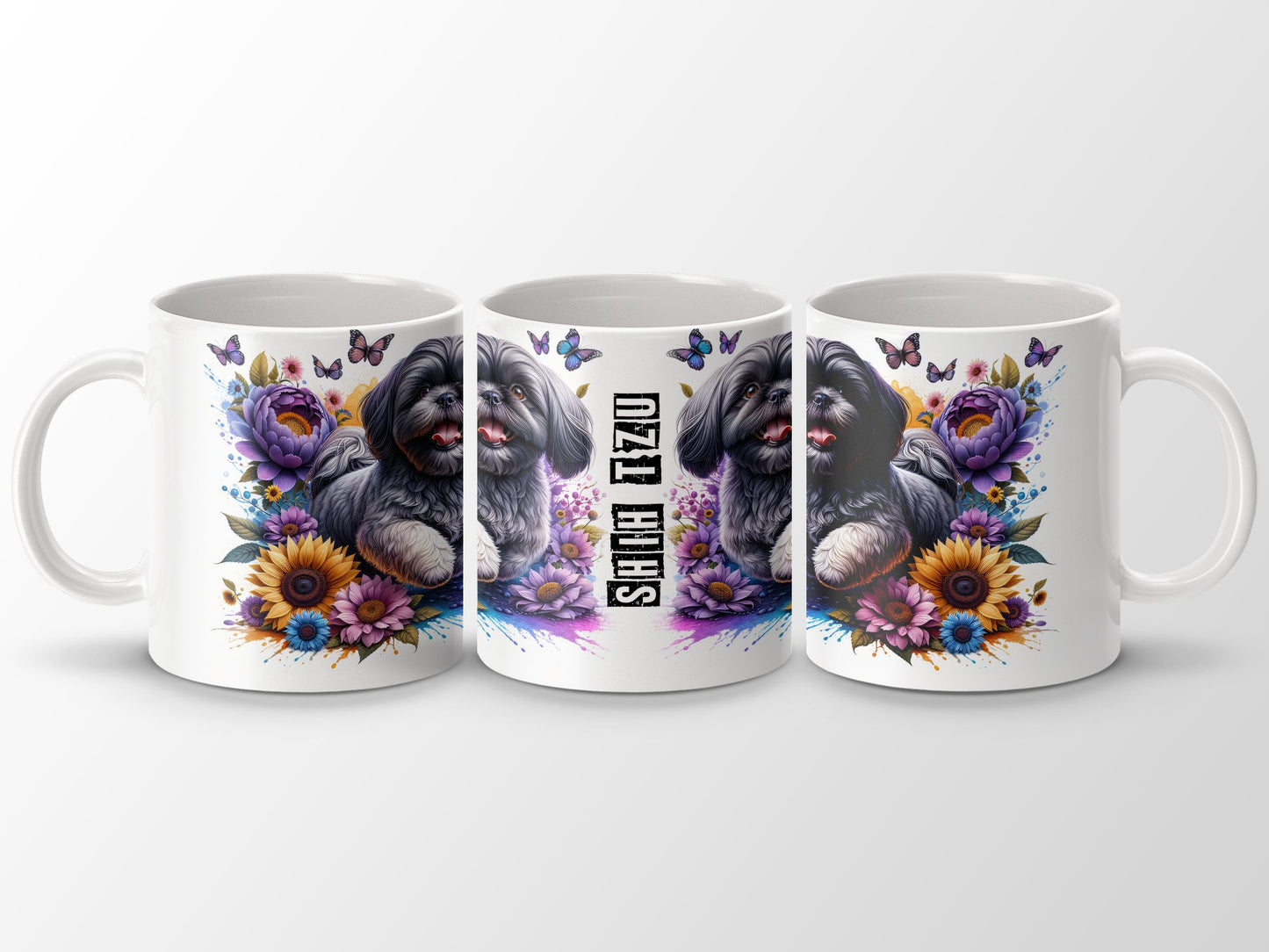 Shih Tzu design with flowers and butterflies product type
