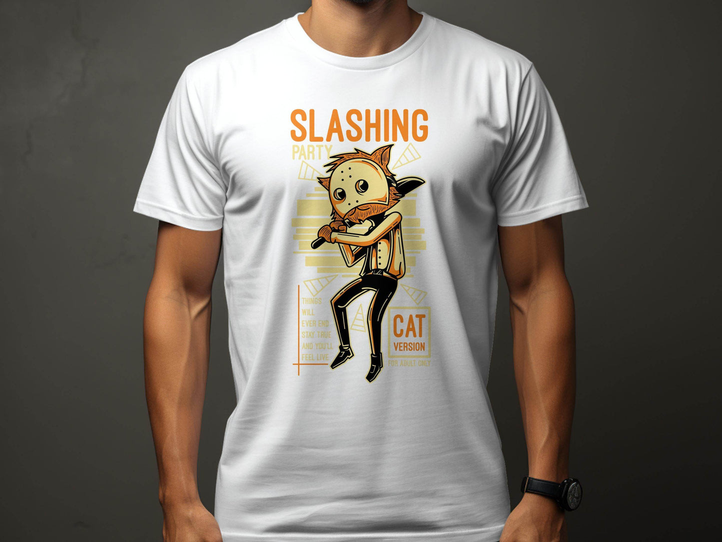 Slashing Party Cat Version for Adult Only Graphic T-Shirt - Design & Vybe