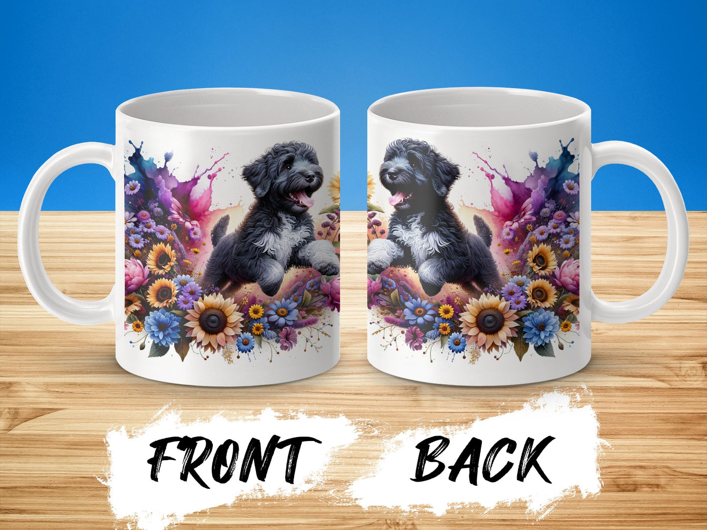 Cute Dog and Flowers Design Coffee Mug product