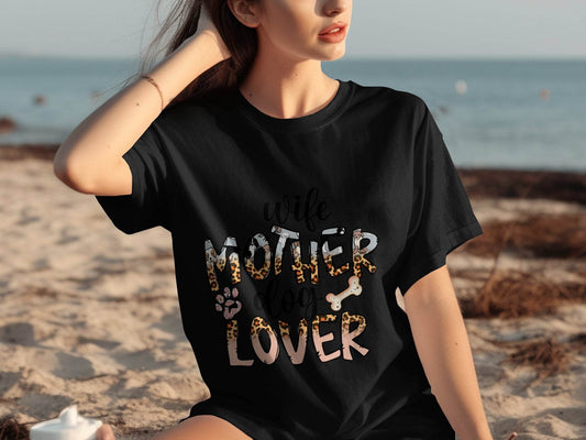 Wife Mother Dog Lover Animal Print Bone Graphic T-Shirt - Design & Vybe
