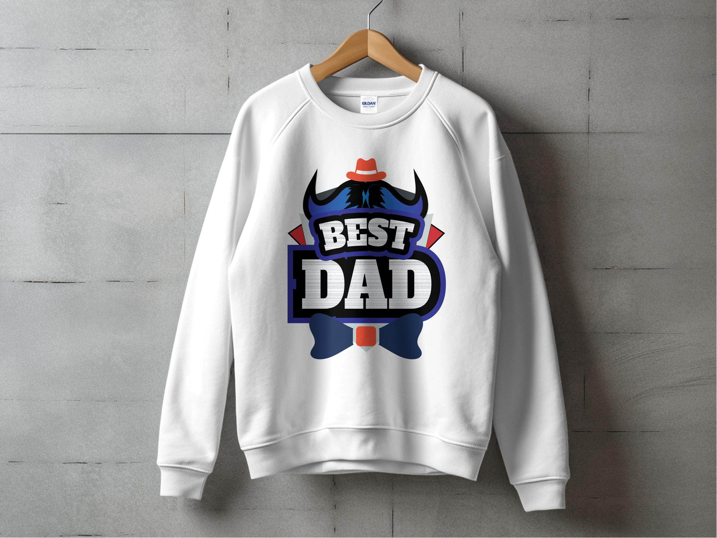 Hat & Mustache Style Best Dad Graphic Design Sweater - Design & Vybe