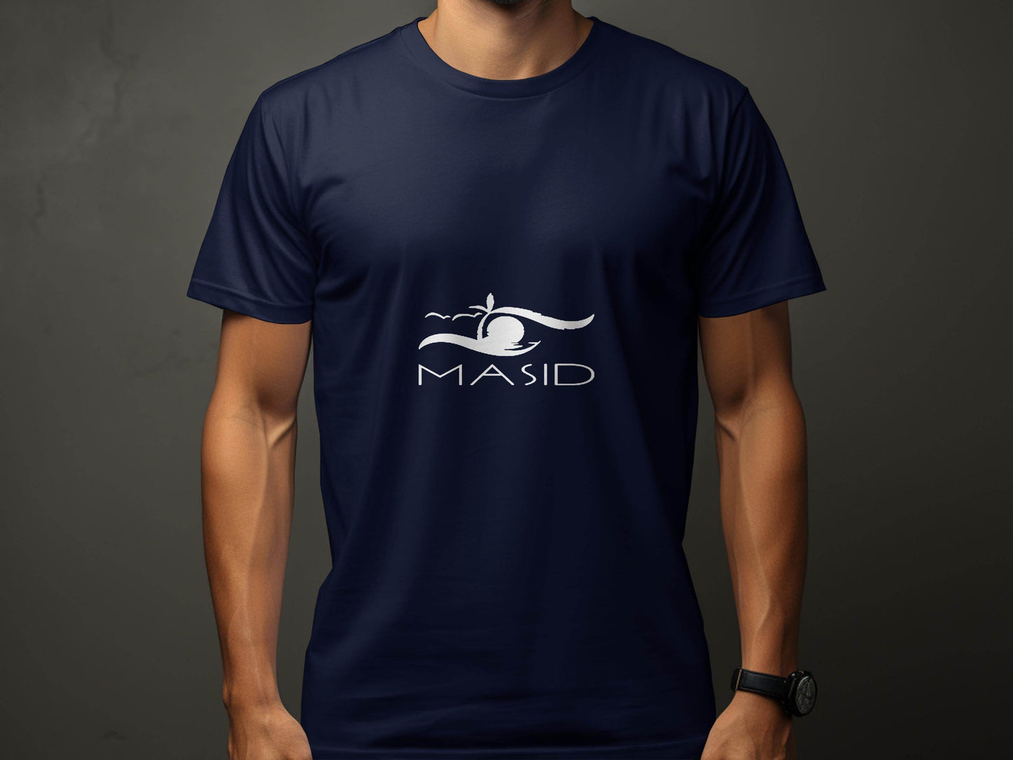 Masid Birds and Palm Tree with Ocean View Logo T-Shirt - Design & Vybe