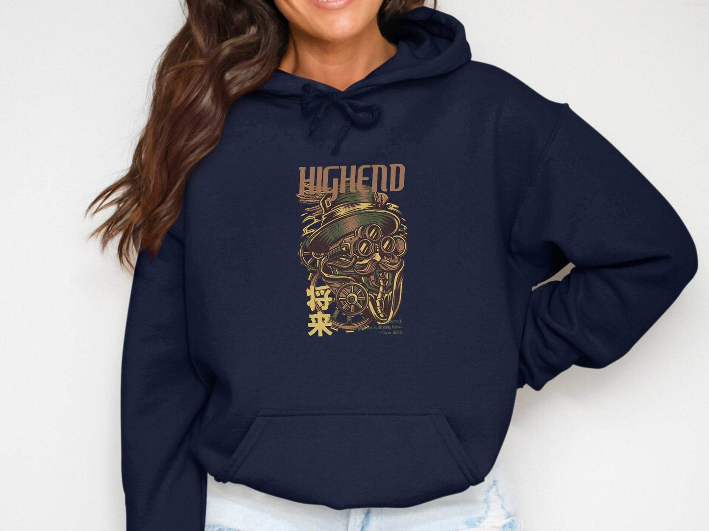 Highend Steampunk Character Illustration Print Hoodie - Design & Vybe