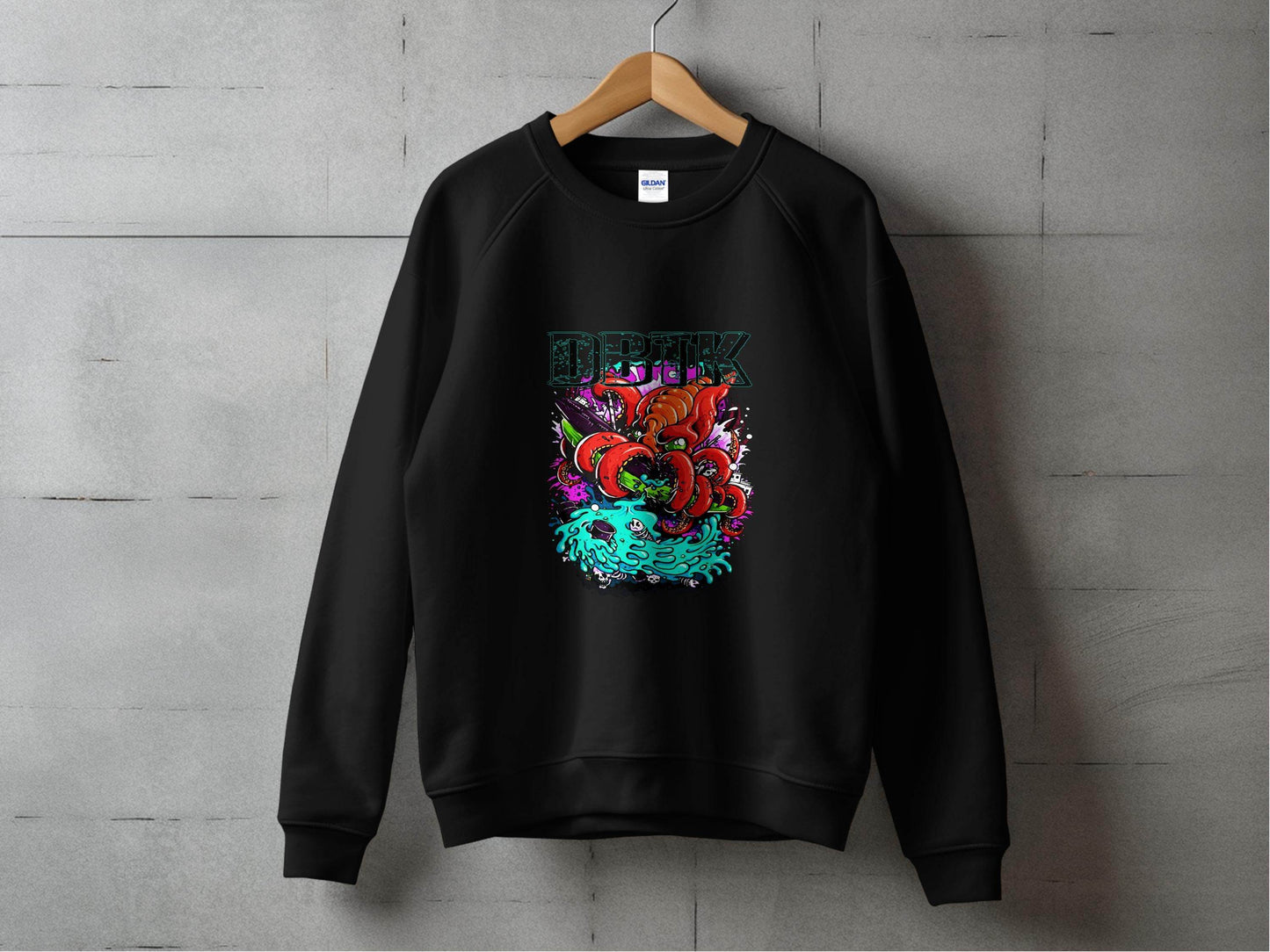 DBTK Octopus Rising with Splashes Graphic Print Sweater - Design & Vybe