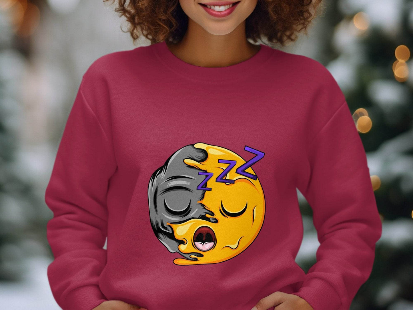 Tired Cartoon Character with Snoozing ZZZ Symbols Sweater - Design & Vybe