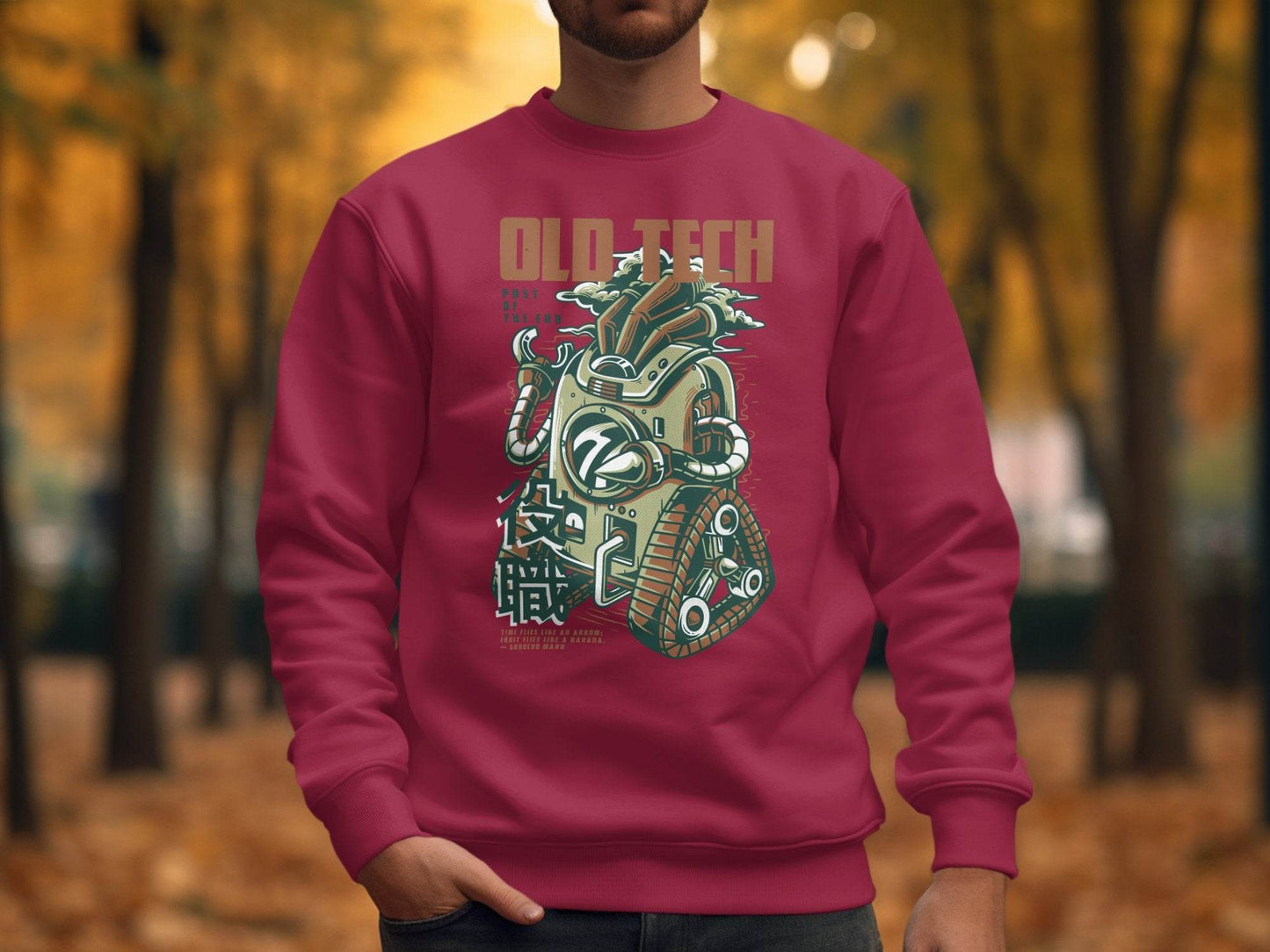Old Tech Post End Cool Robot Design Graphic Sweater - Design & Vybe