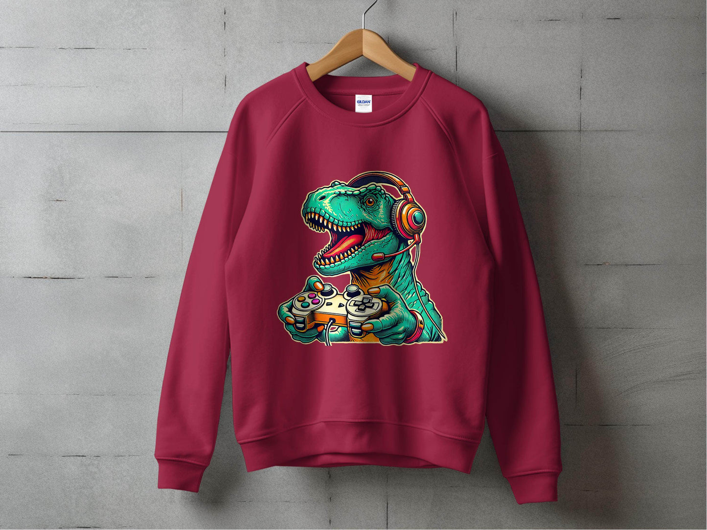 Gaming Dinosaur Retro Controller Funny Gamer Design Sweater - Design & Vybe