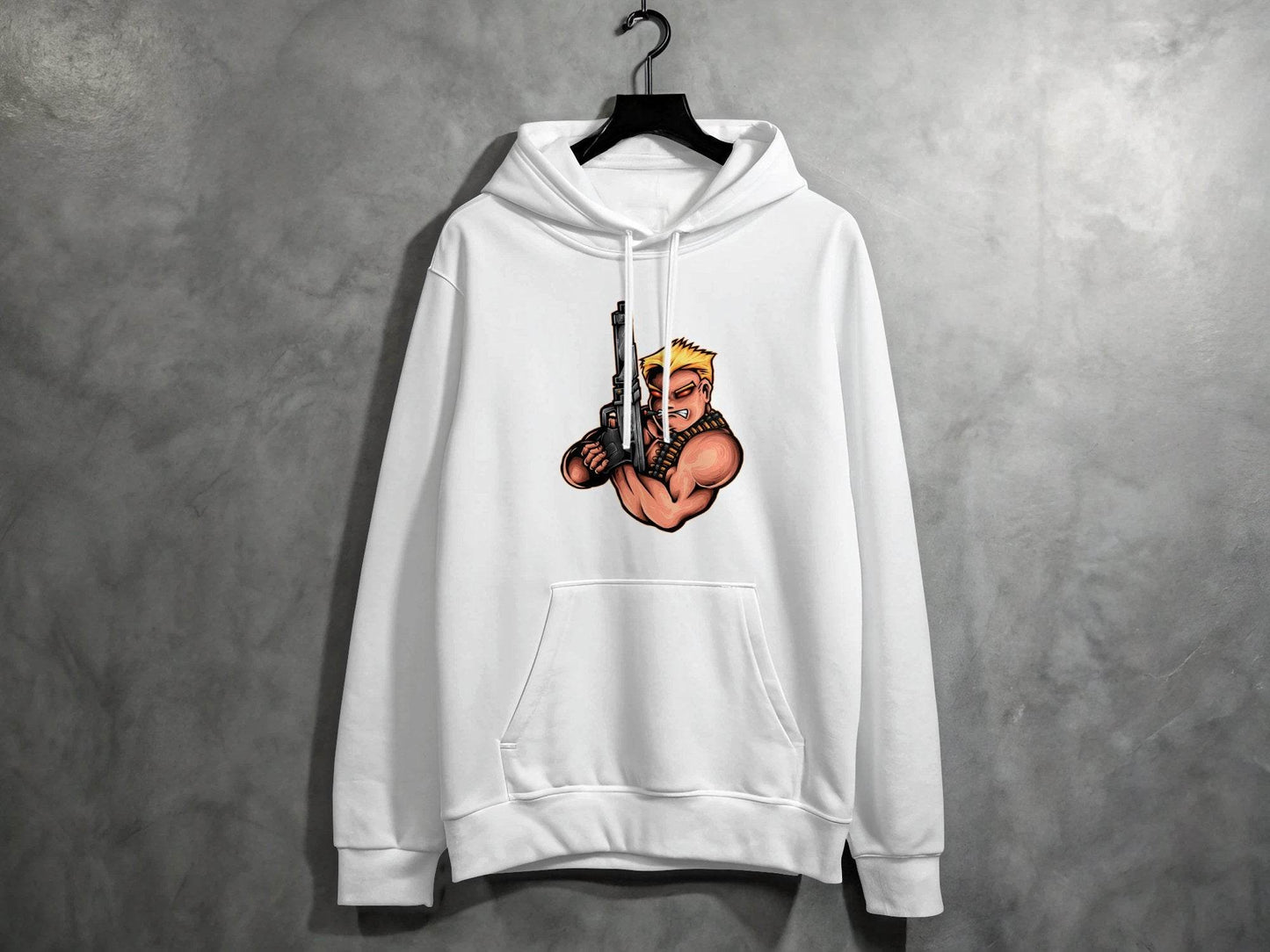 Fierce Cartoon Character with Gun Design Hoodie - Design & Vybe