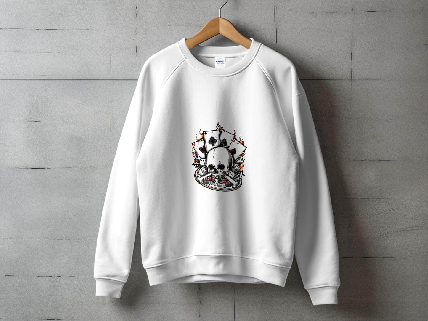 Skull and Gambling Illustration Graphic Design Sweater - Design & Vybe