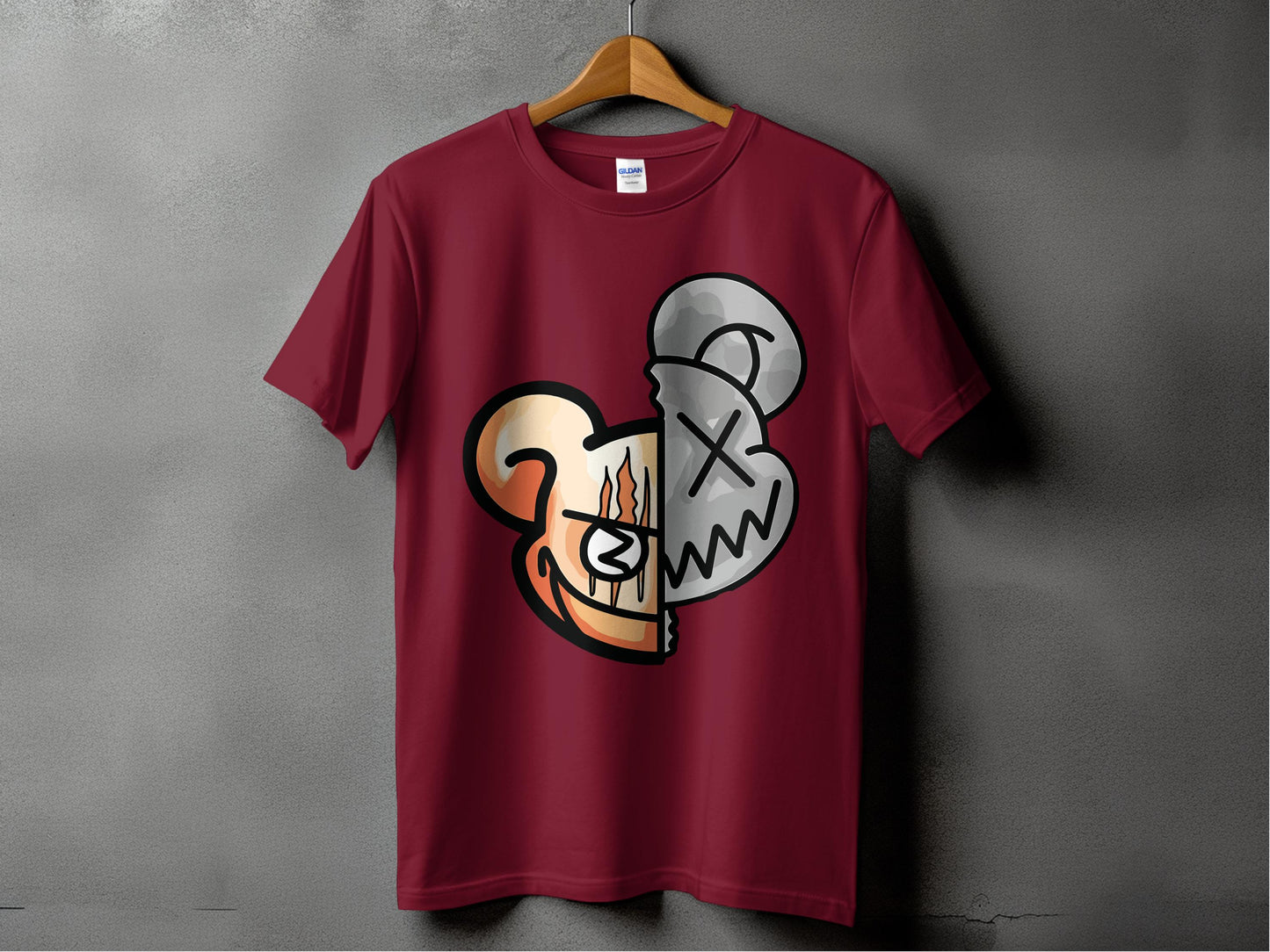 Unique Bear Half Face Design Short Sleeve Shirt product