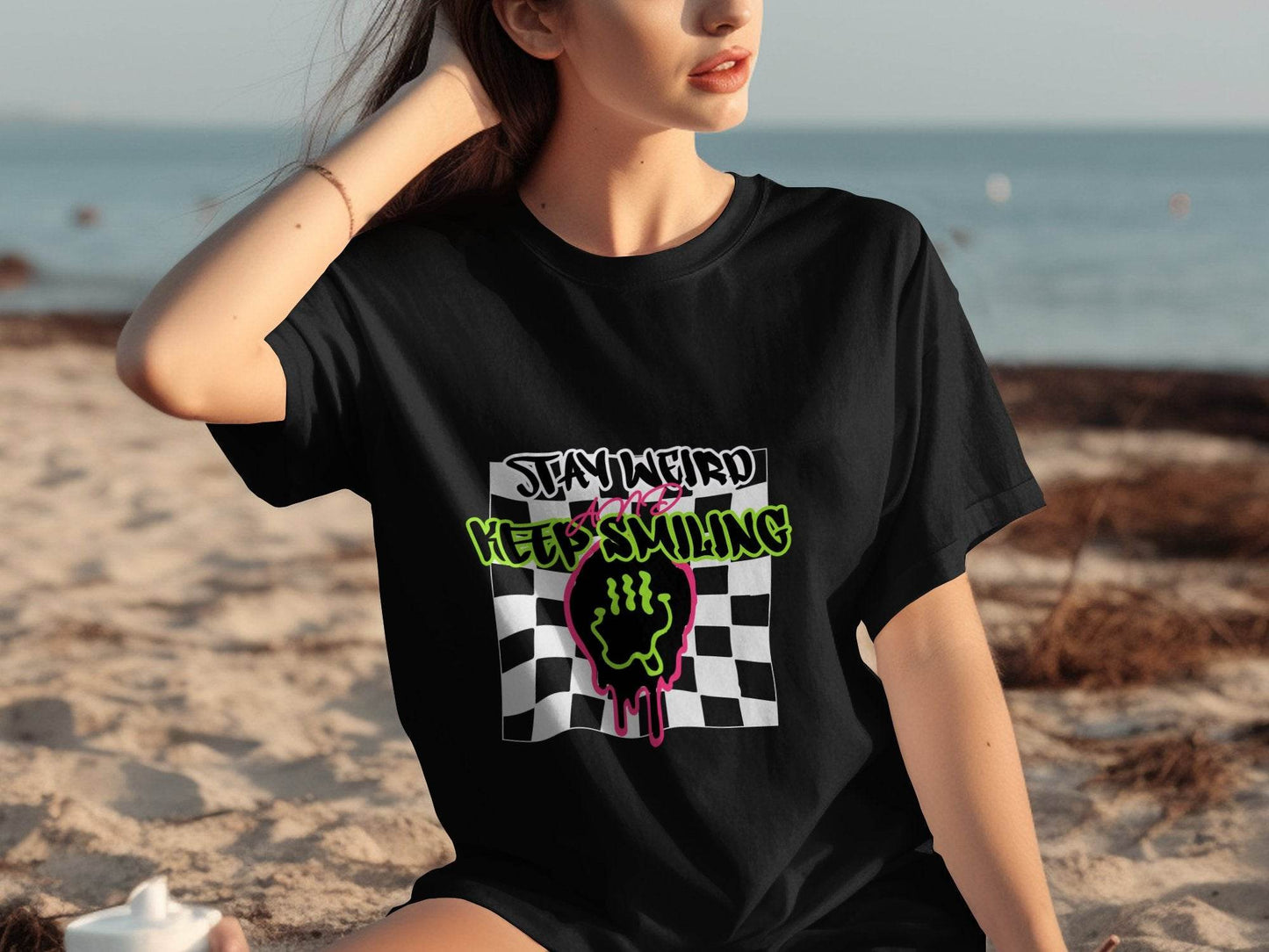 Stay Weird and Keep Smiling Graphic Design T-Shirt - Design & Vybe