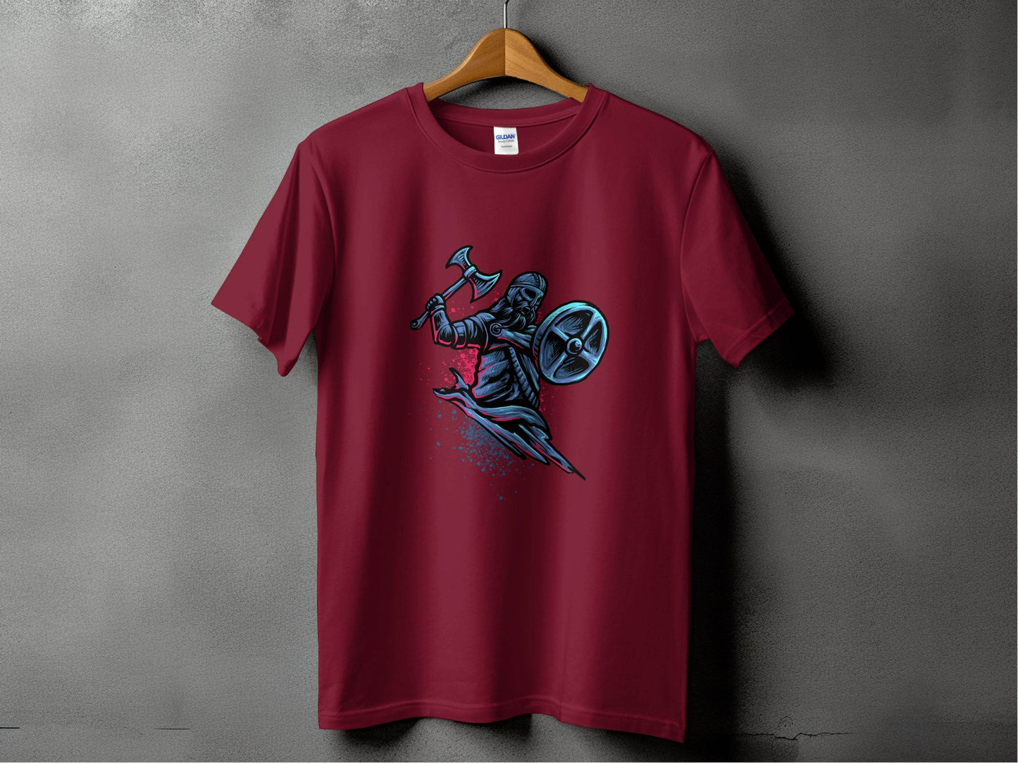 Viking Warrior with Axe and Shield in Battle T-Shirt - Design & Vybe