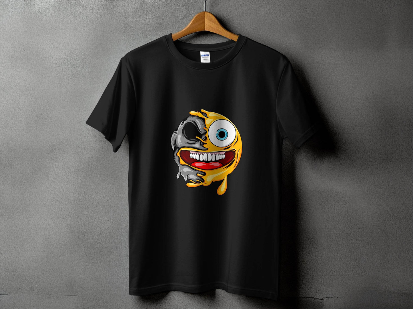 Emoji Half Skull Funny Grotesque Face Vector T-Shirt - Design & Vybe