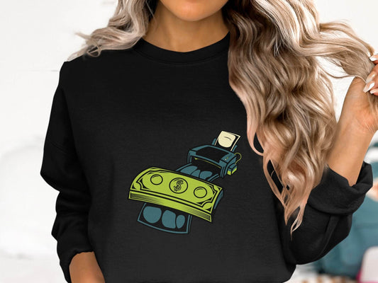 Eye-Catching Cash Printing Money Graphic Sweater - Design & Vybe