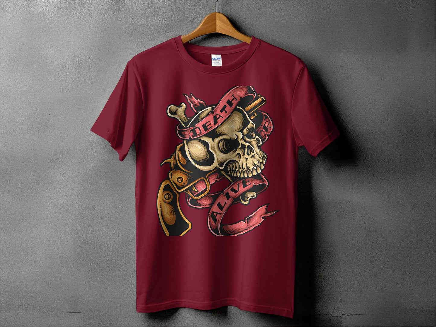 Vintage Death or Alive Skull and Gun Graphic T-Shirt - Design & Vybe