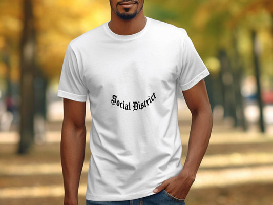 Social District Gothic Font Style Word Graphic T-Shirt - Design & Vybe