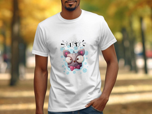 Cute Kitty Design with Large Eyes and Bow Tie T-Shirt - Design & Vybe