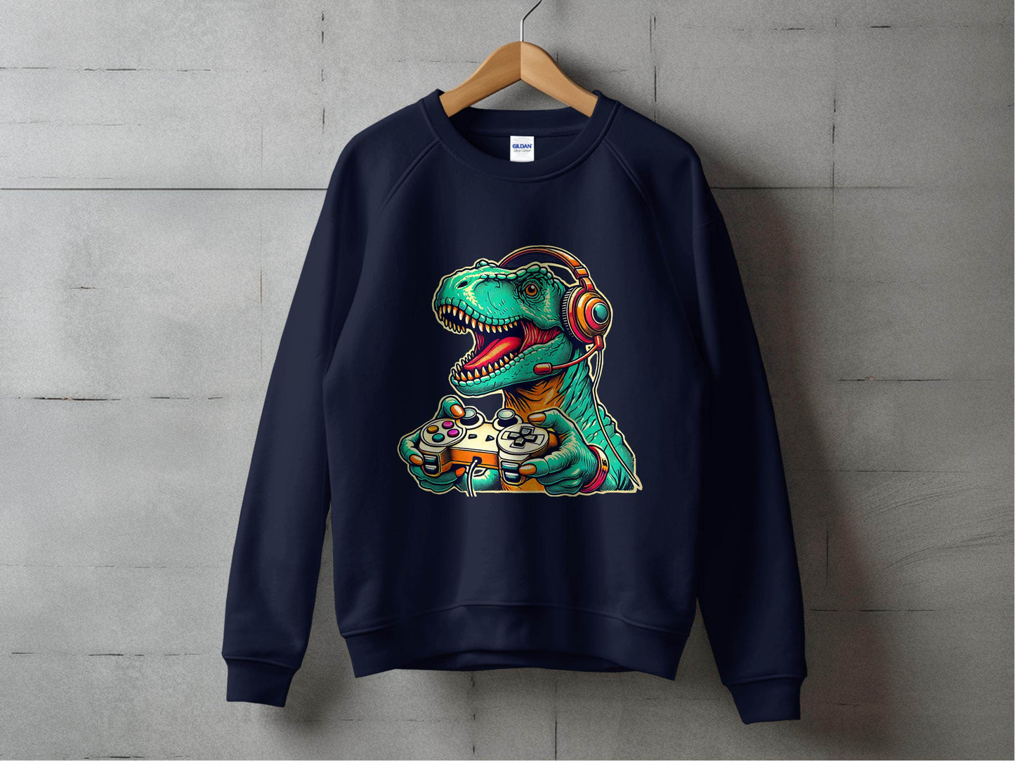 Gaming Dinosaur Retro Controller Funny Gamer Design Sweater - Design & Vybe