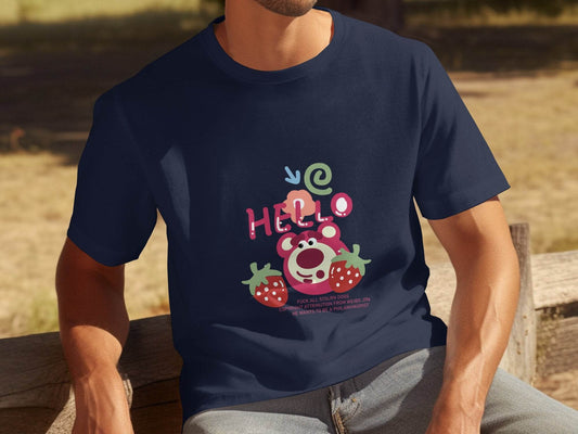 Hello Graphics With Strawberry Images Design T-Shirt - Design & Vybe