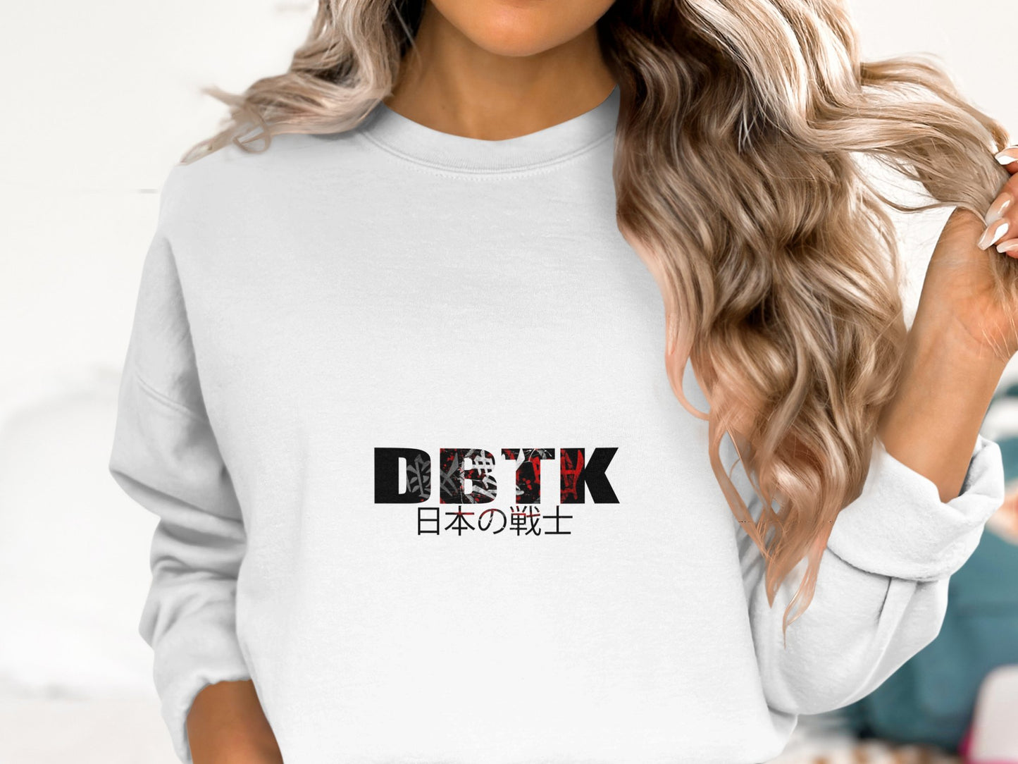 Stylish Japanese Text Graphic Sweatshirt product