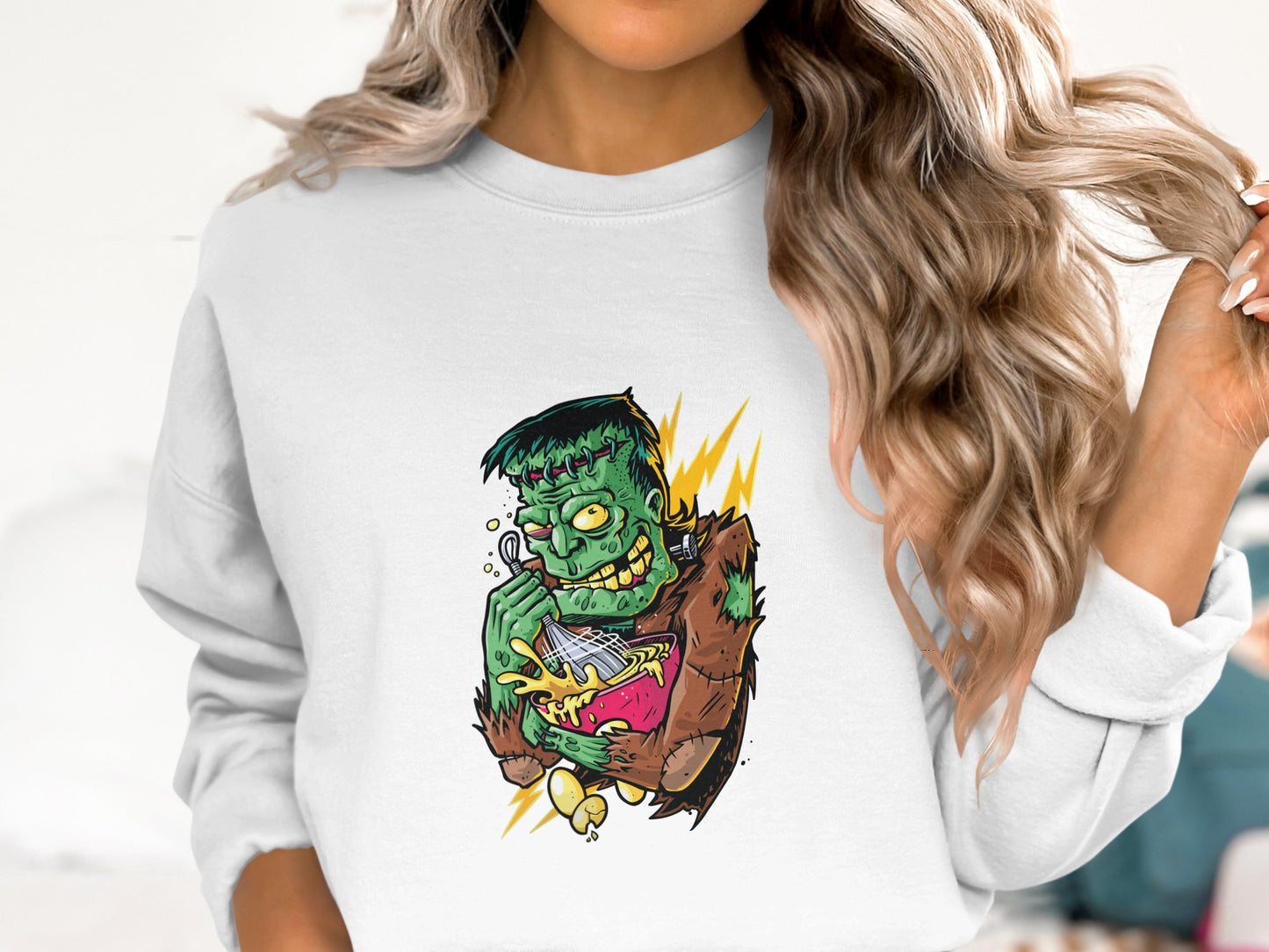 Frankenstein Eating Ramen Graphic Sweatshirt product