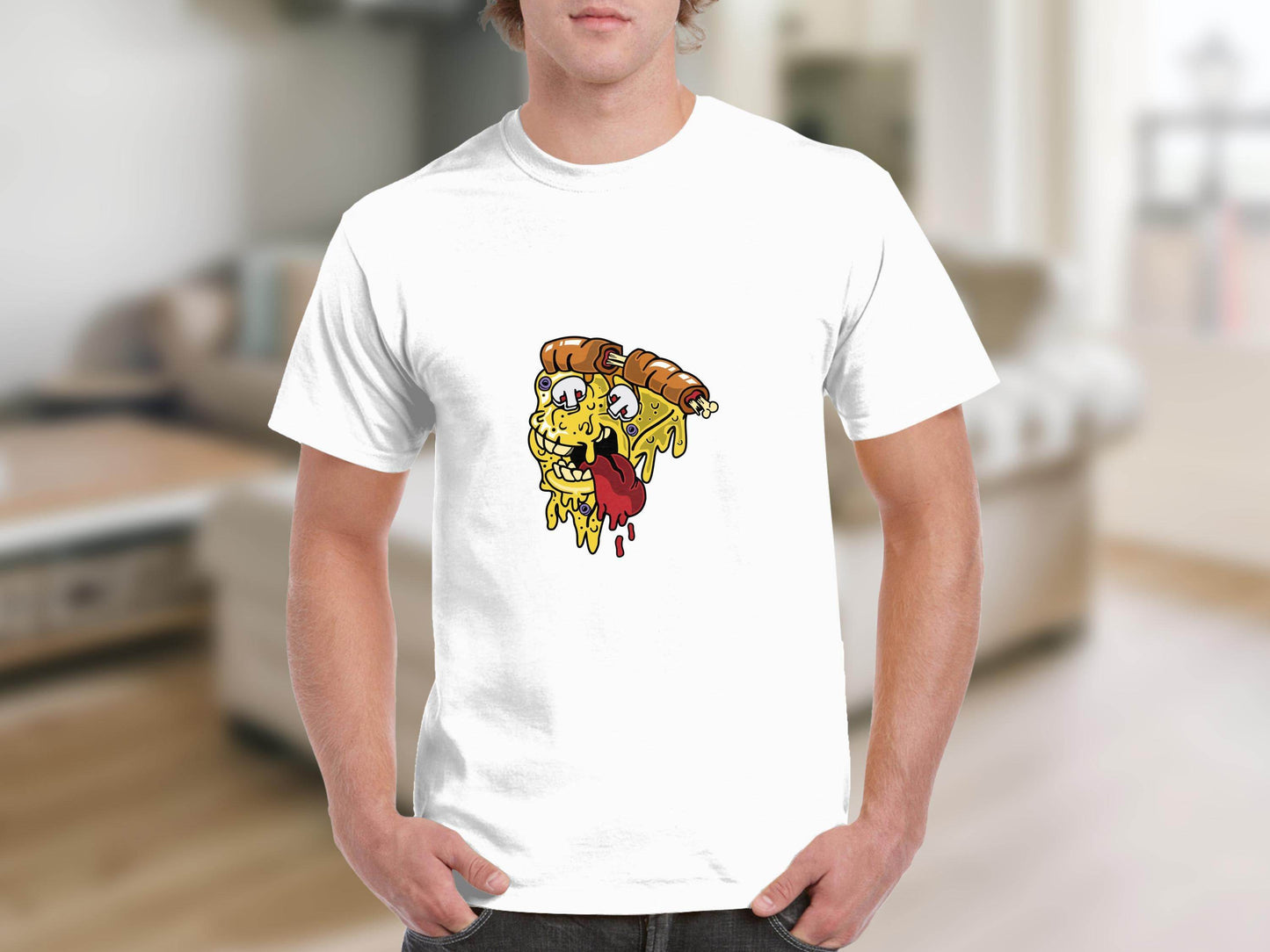 Monstrous Melting Pizza Slice Graphic Design T-Shirt - Design & Vybe