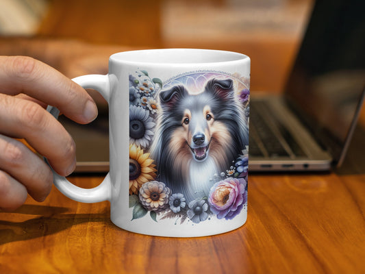 Colorful Floral Dog Design Coffee Mug product