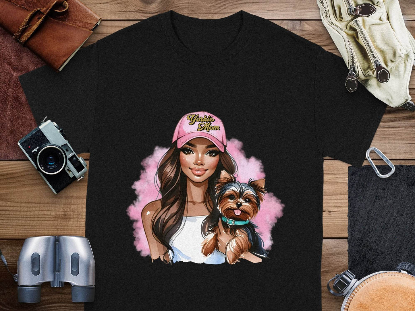 Yorkie Mom Hat with Adorable Dog Illustration T-Shirt - Design & Vybe