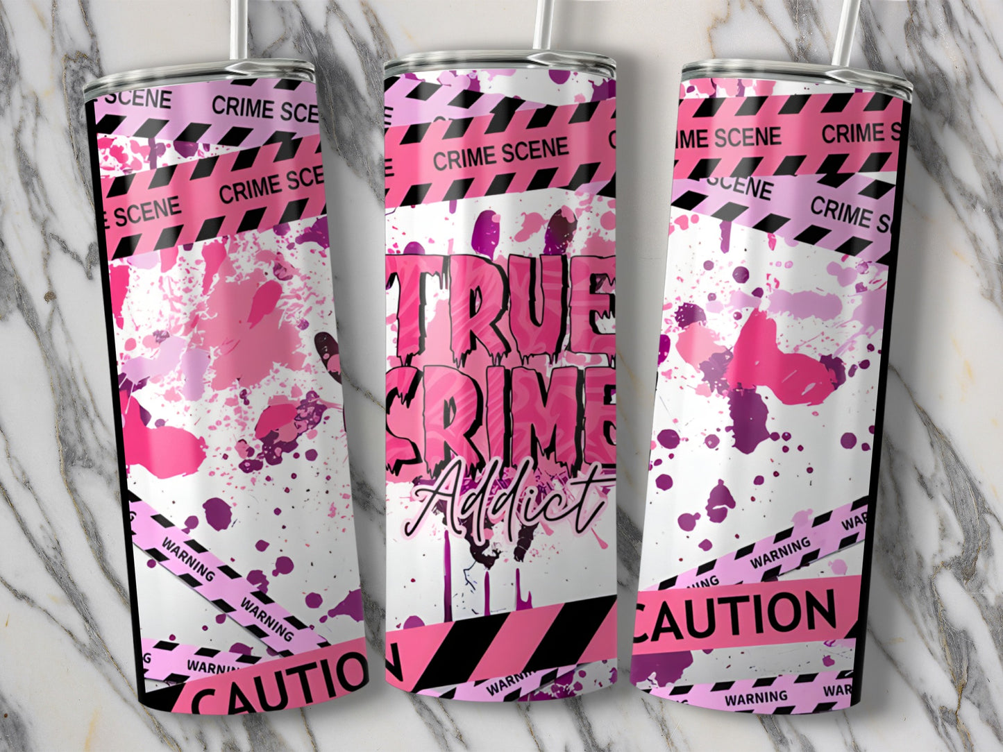 True Crime Addict Design Insulated Beverage Tumbler Product