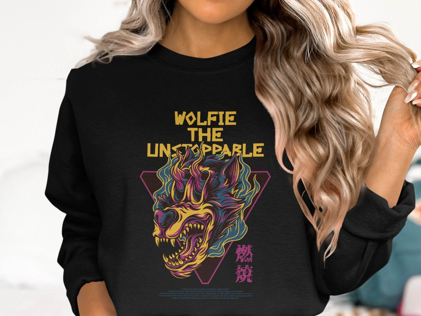 Wolfie The Unstoppable Graphic Design Cool Sweater - Design & Vybe