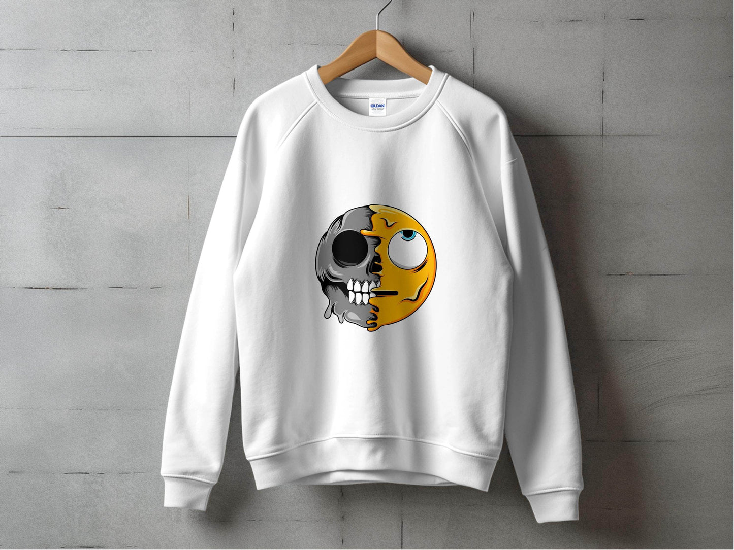 Half Skull Half Emoji Artistic Pattern Novelty Sweater - Design & Vybe