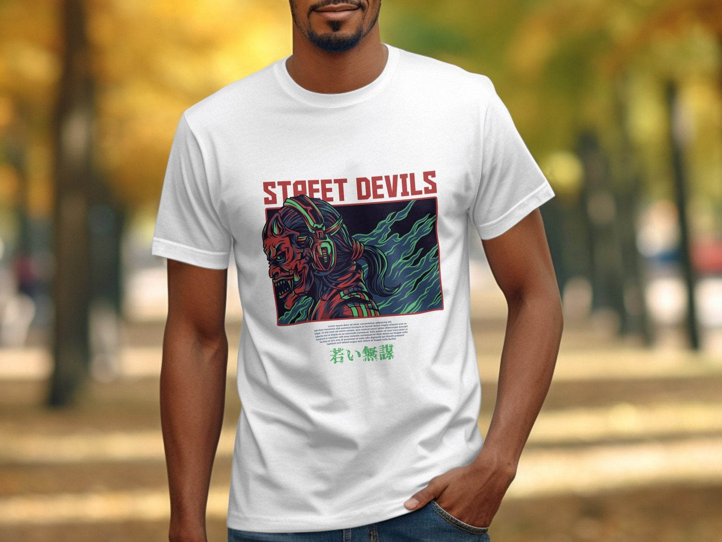 Street Devils Design Graphic Headphone Devil Art T-Shirt - Design & Vybe