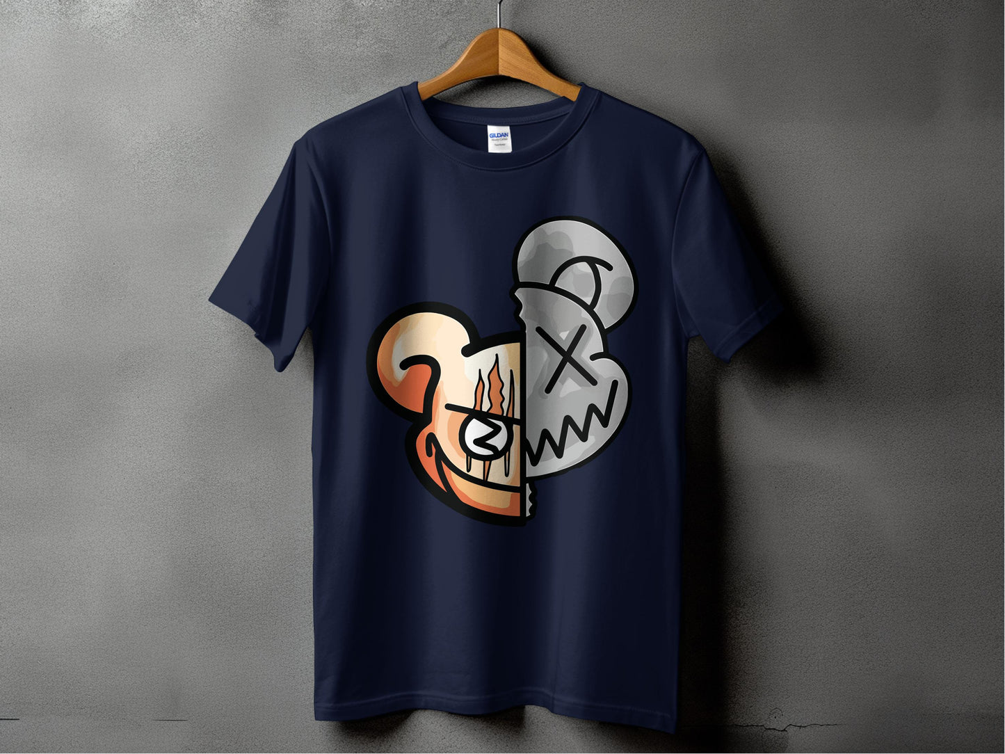 Unique Bear Faces Split Design Graphic T-shirt product