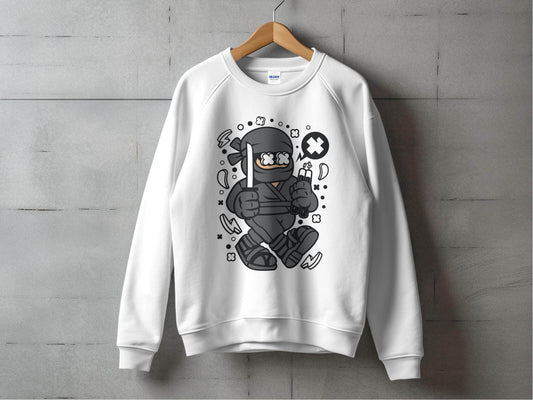 Ninja Cartoon Character with Nunchucks Graphic Sweater - Design & Vybe