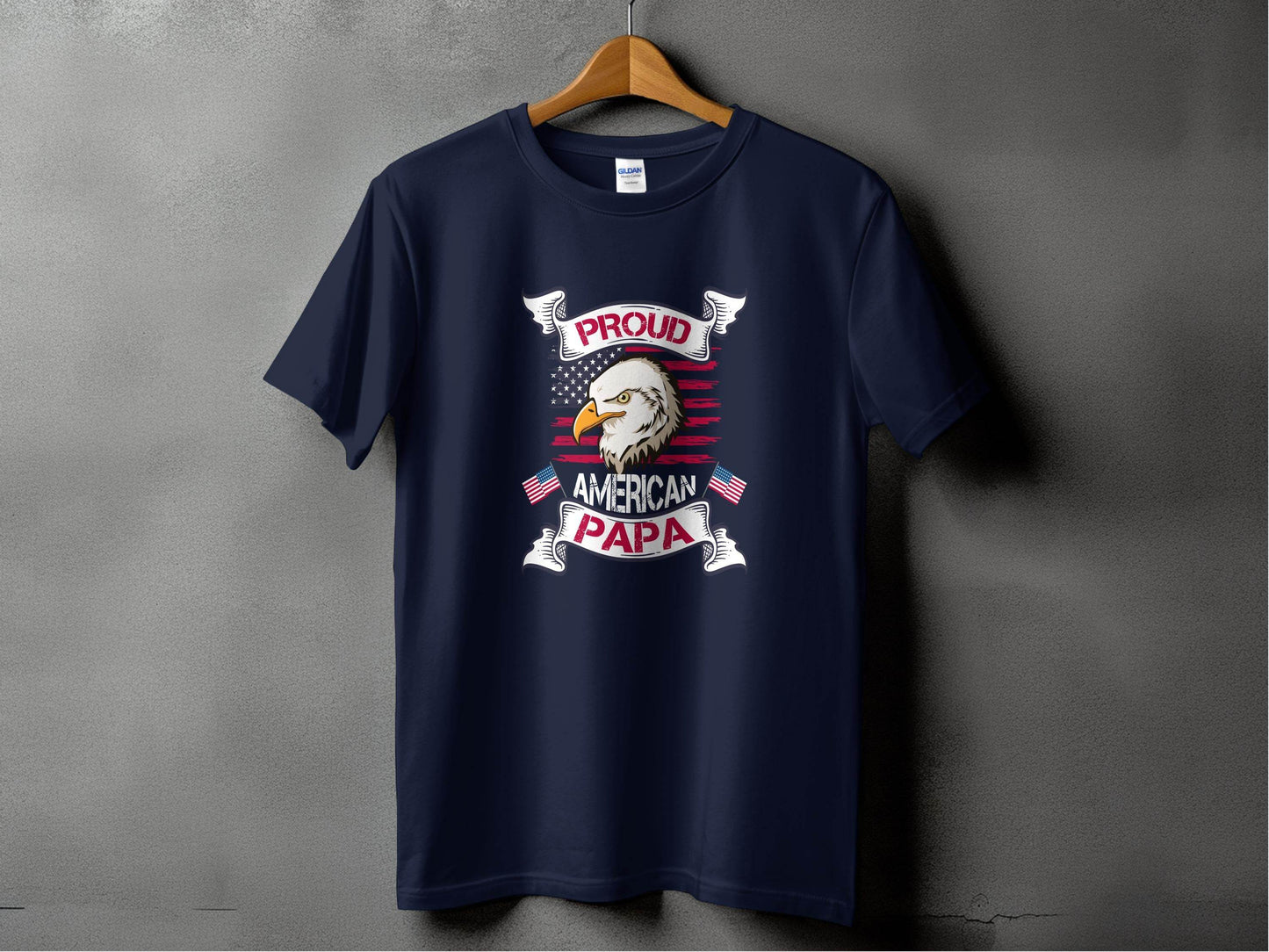 Proud American Papa USA Flag Bald Eagle T-Shirt - Design & Vybe