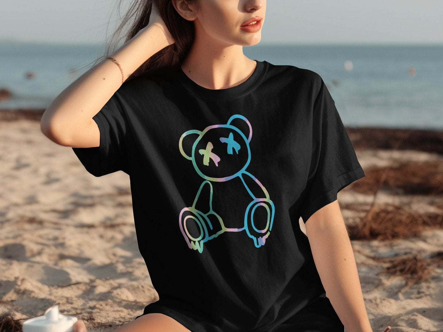 Colorful Abstract Bear Dead Eyes Graphic Design T-shirt - Design & Vybe