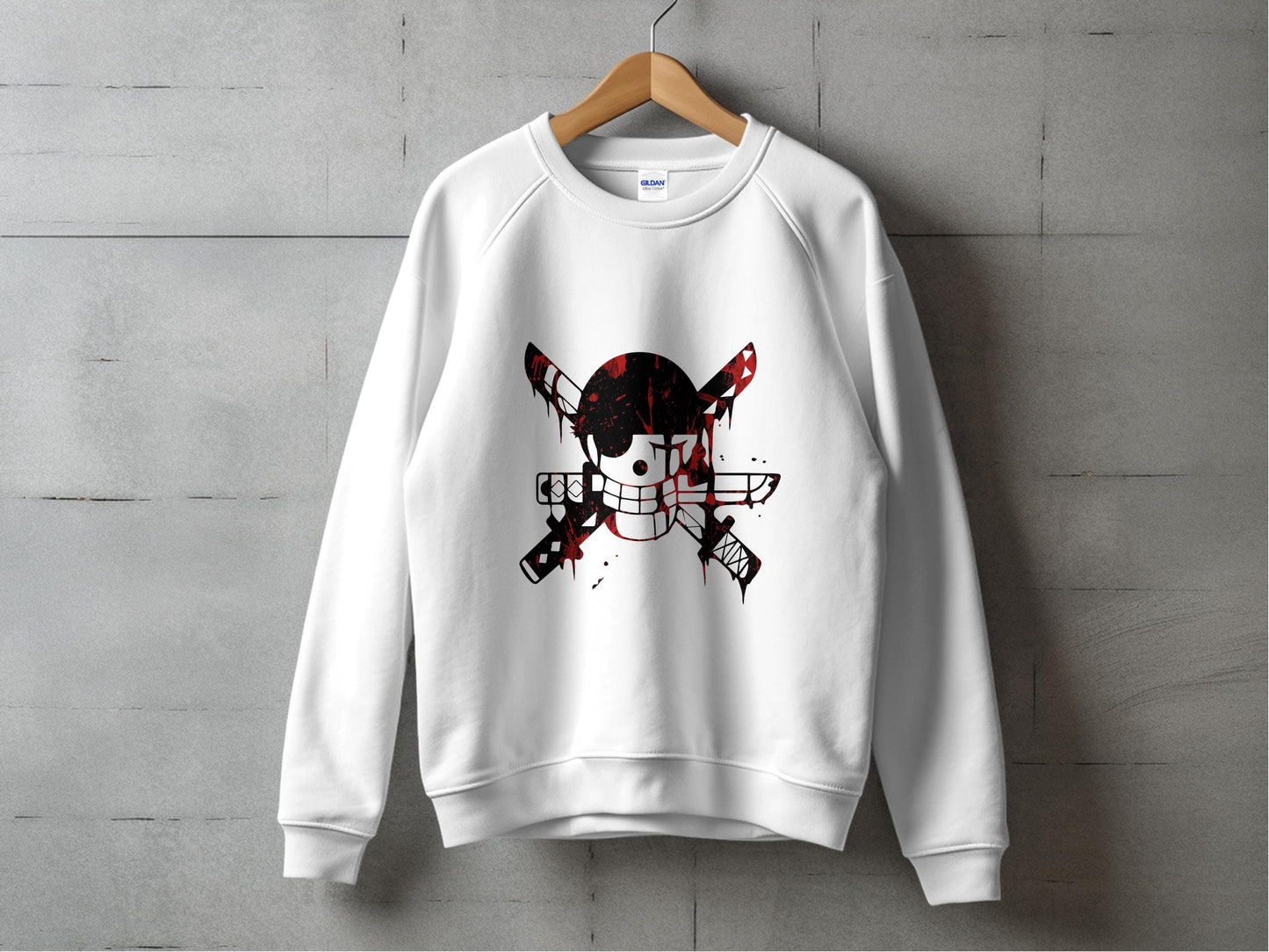 Trendy Skull Swords Graphic Design White Sweatshirt product type