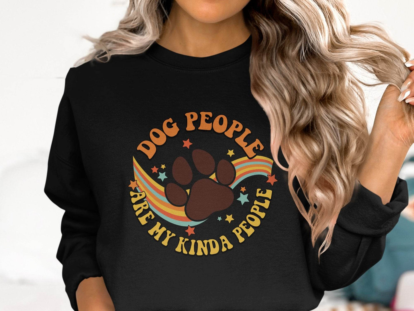 Dog People Are My Kinda People Retro Style Dog Paw Sweater - Design & Vybe