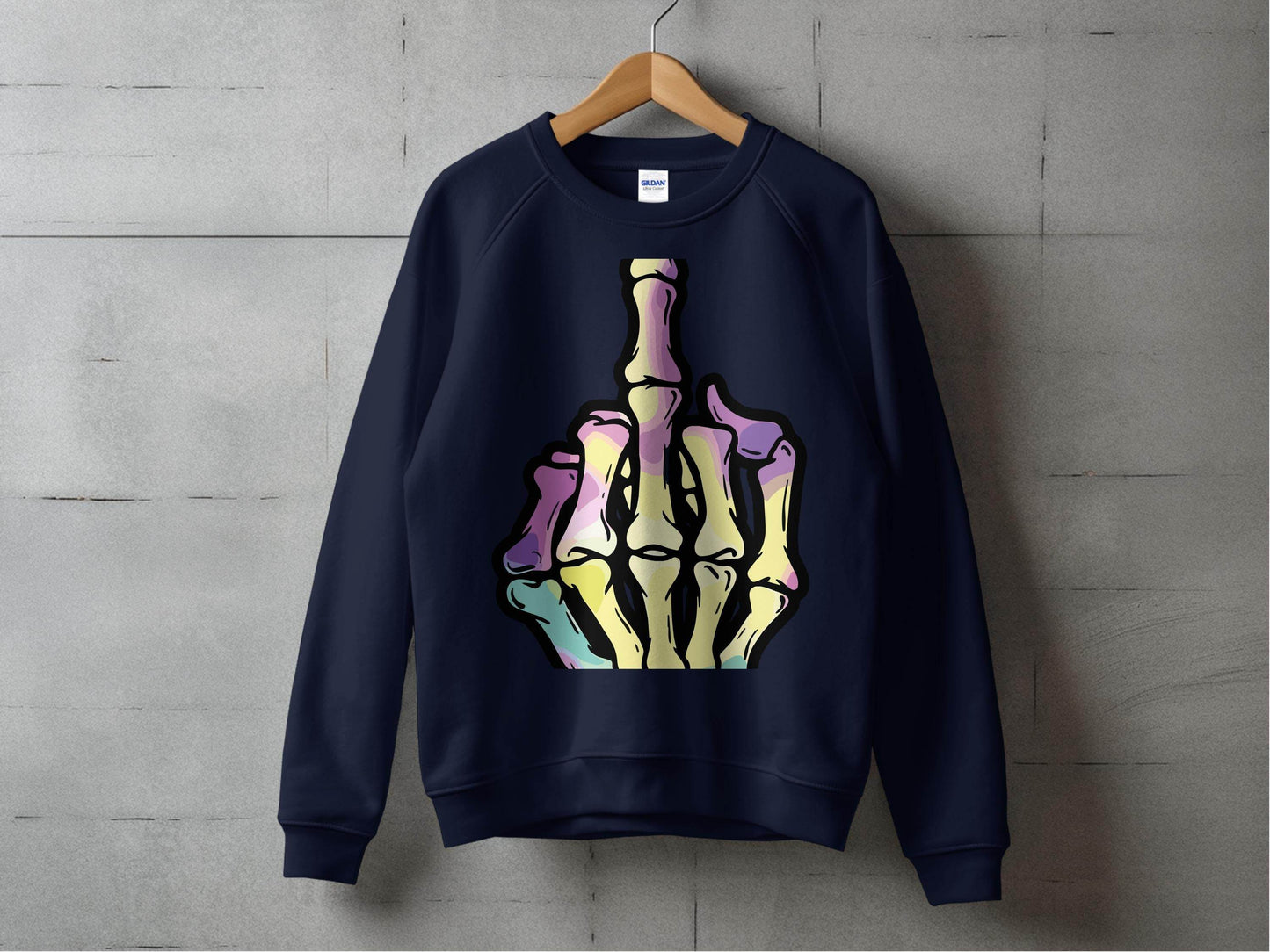 Colorful Skeleton Hand Gesture Graphic Sweater - Design & Vybe