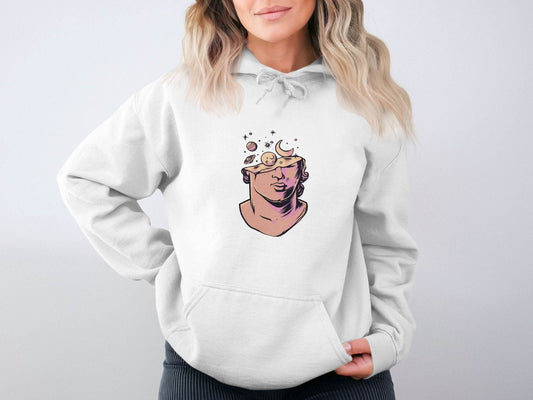 Head in the Space Planets and Moon Graphic Art Hoodie - Design & Vybe