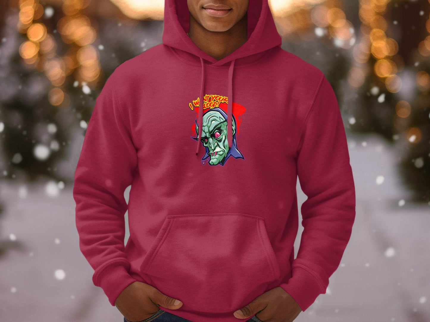I Want Your Blood Vampire Head Horror Graphic Hoodie - Design & Vybe