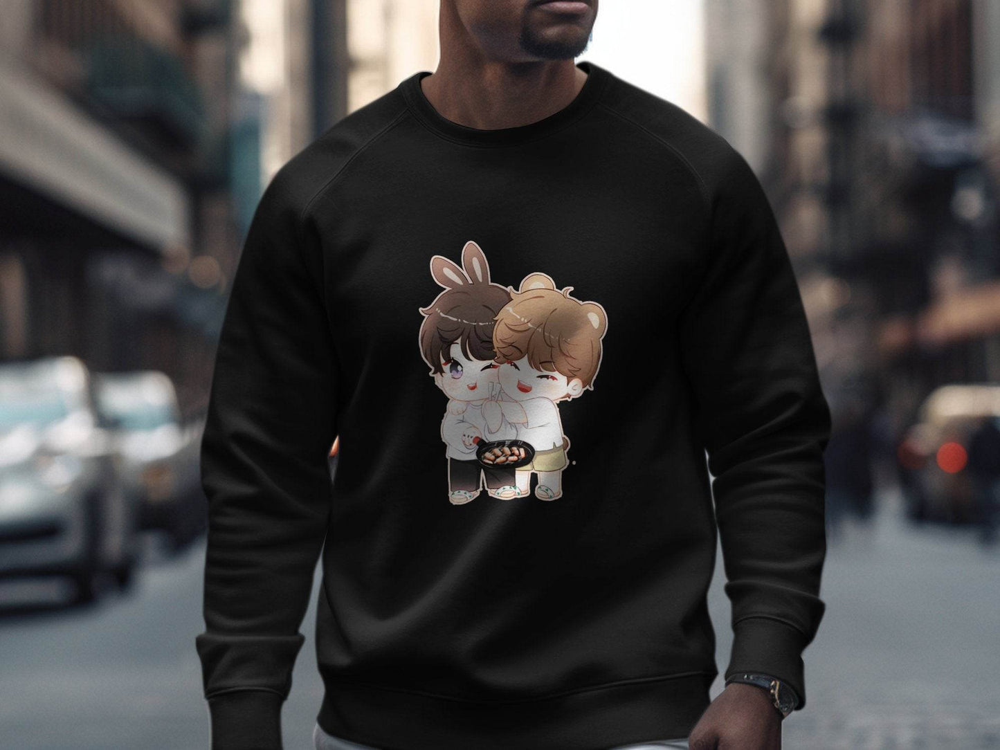 Cute Bunny Bear Cartoons Cooking Together Sweater - Design & Vybe