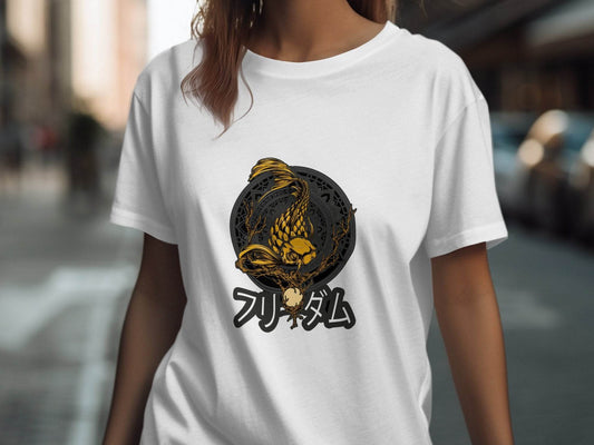 Golden Koi Fish Mandala Japanese Freedom Graphic T-Shirt - Design & Vybe