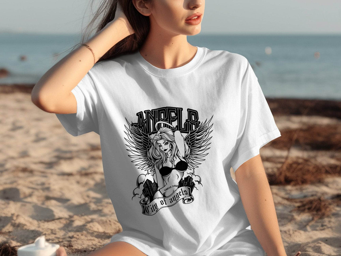 Angel in Urban City Design Printed Graphic T-Shirt - Design & Vybe